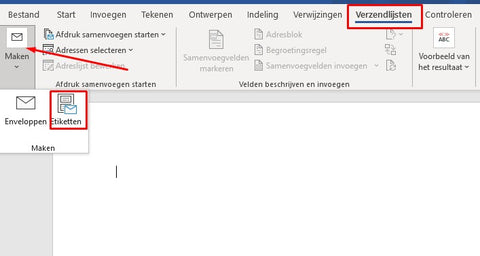 Etiketten aanmaken in Word