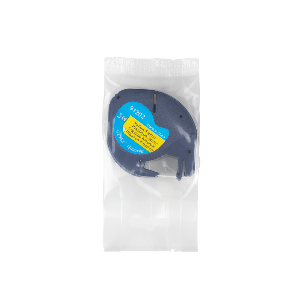 Manga tarwe Ontslag Dymo compatible Letratag 91202 (S0721620) tape, zwart op geel (plastic –  Crazylabels.nl