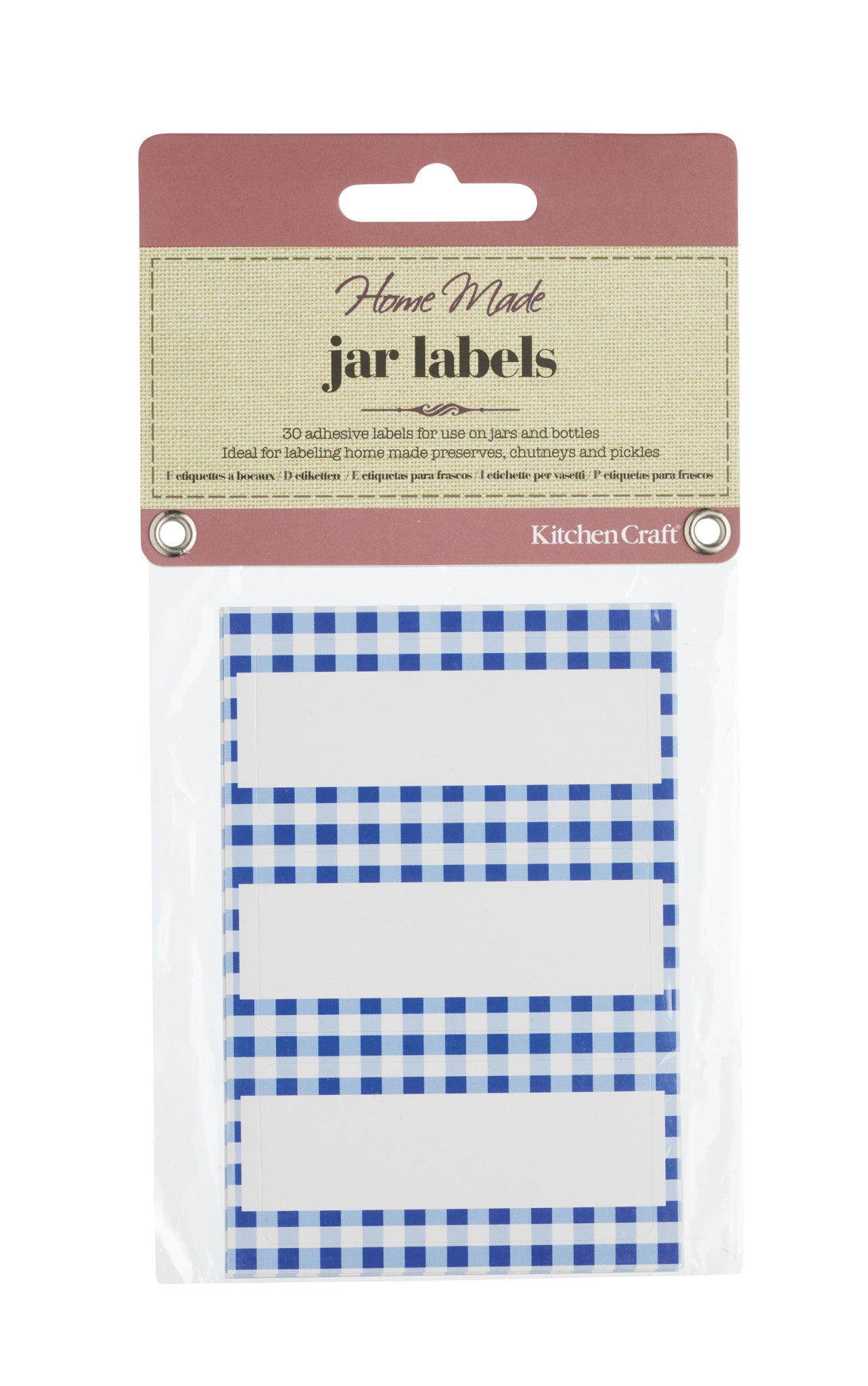 Home Made Jar Labels - Blue Gingham