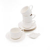9pc White Porcelain Tea Set Set with 4x 220ml Tea Cups, 4x Saucers and Tea Bag Tidy - White Basics