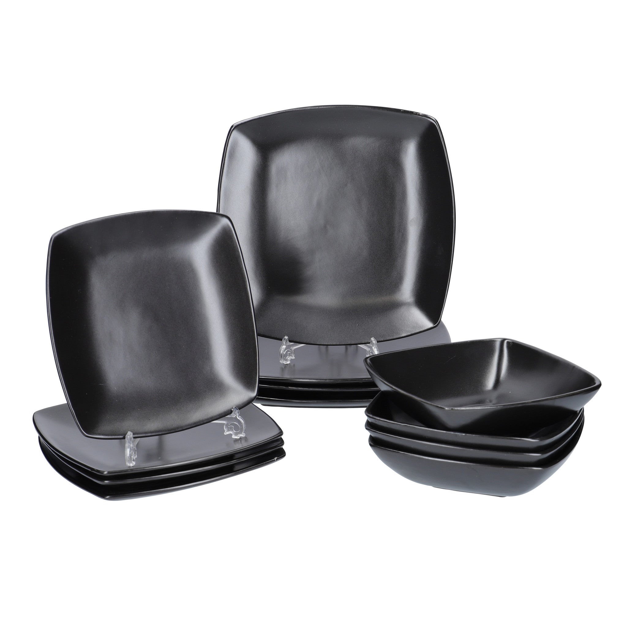 12 Piece Dinnerware Set, Service for 4 black