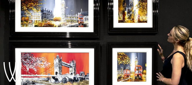 Simon Wright cityscape artwork on display