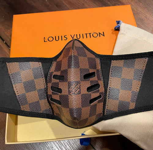 Luxurious LV Face Mask- BLACK & GREY CROSS HATCH CLASSIC - Mikaaa