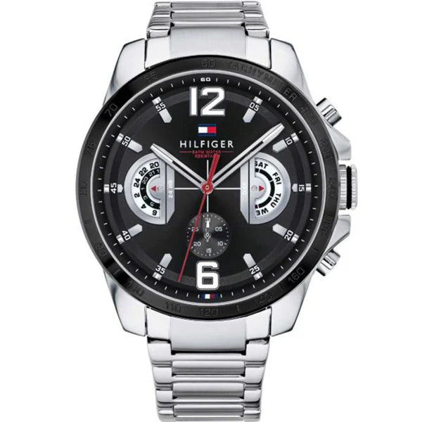 Tommy Hilfiger 1791472 Men's Stainless Steel Black Dial Watch 46mm