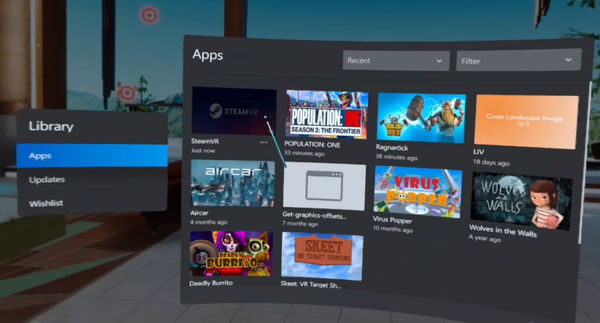 Oculus Meta PC Dashboard Apps