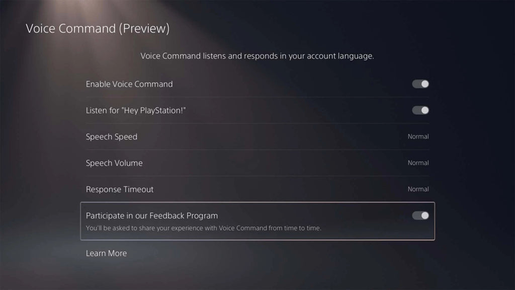 Commandes vocales PS5