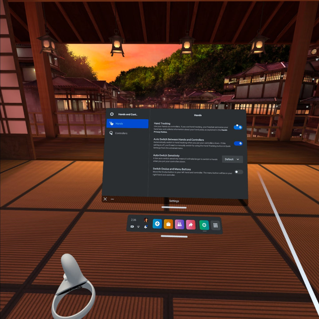Meta Quest Hand Tracking Settings