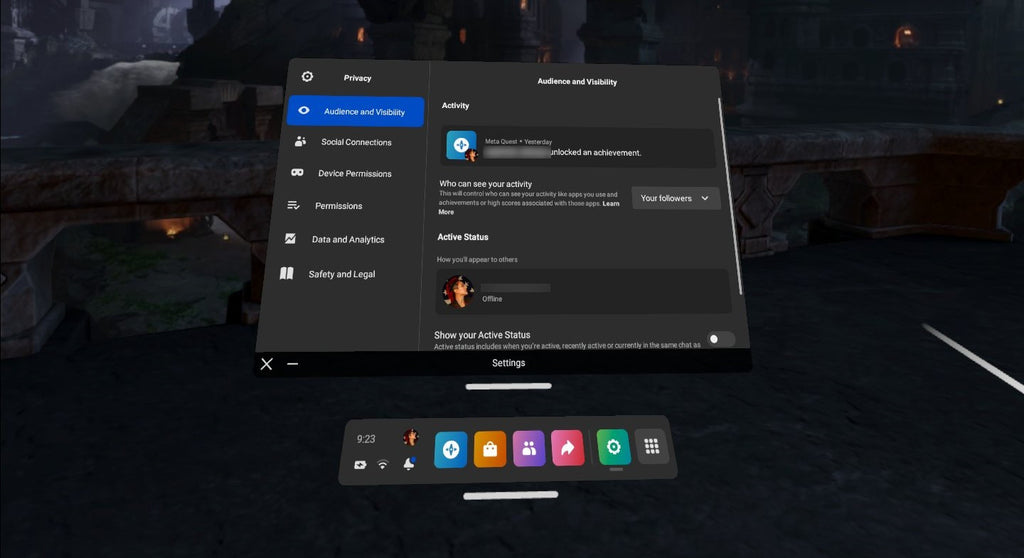 privacy settings options meta quest