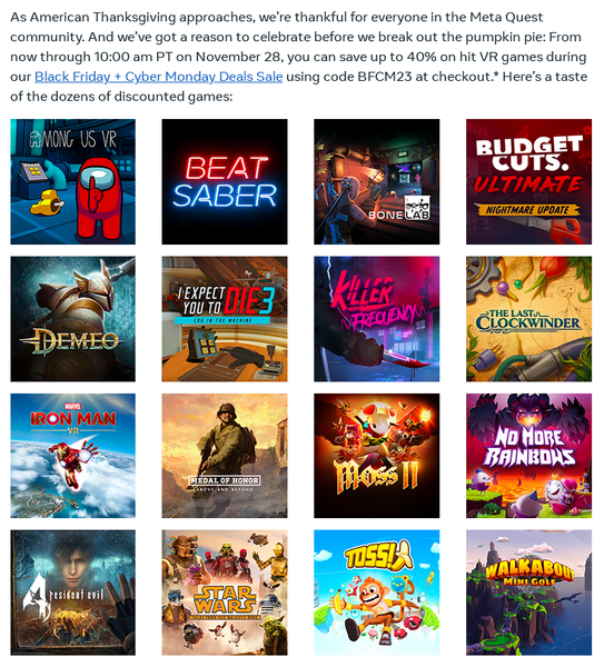 meta black friday game deals quest vr