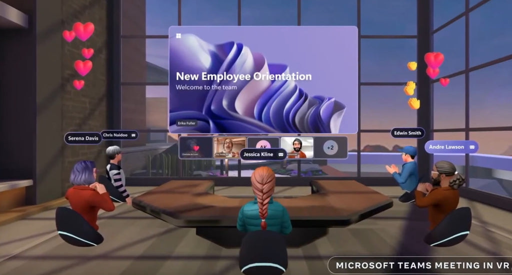 Les équipes Microsoft dans les salles de travail VR