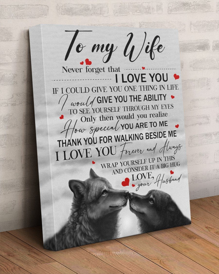 Couple Wolves Husband To My Wife Canvas Never Forget I Love You - Valentine’s Day Gifts - Valentine Gift For Wife - Canvas Valentine For Wife
