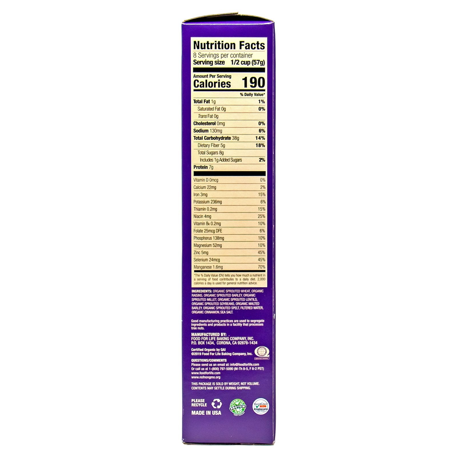 life cereal cinnamon nutrition facts