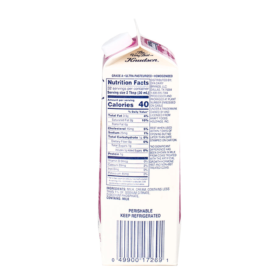 Knudsen Coffee Creamer Half And Half 32 Oz California Ranch Market