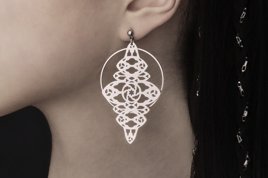 gothic cathedral motif filigree earrings