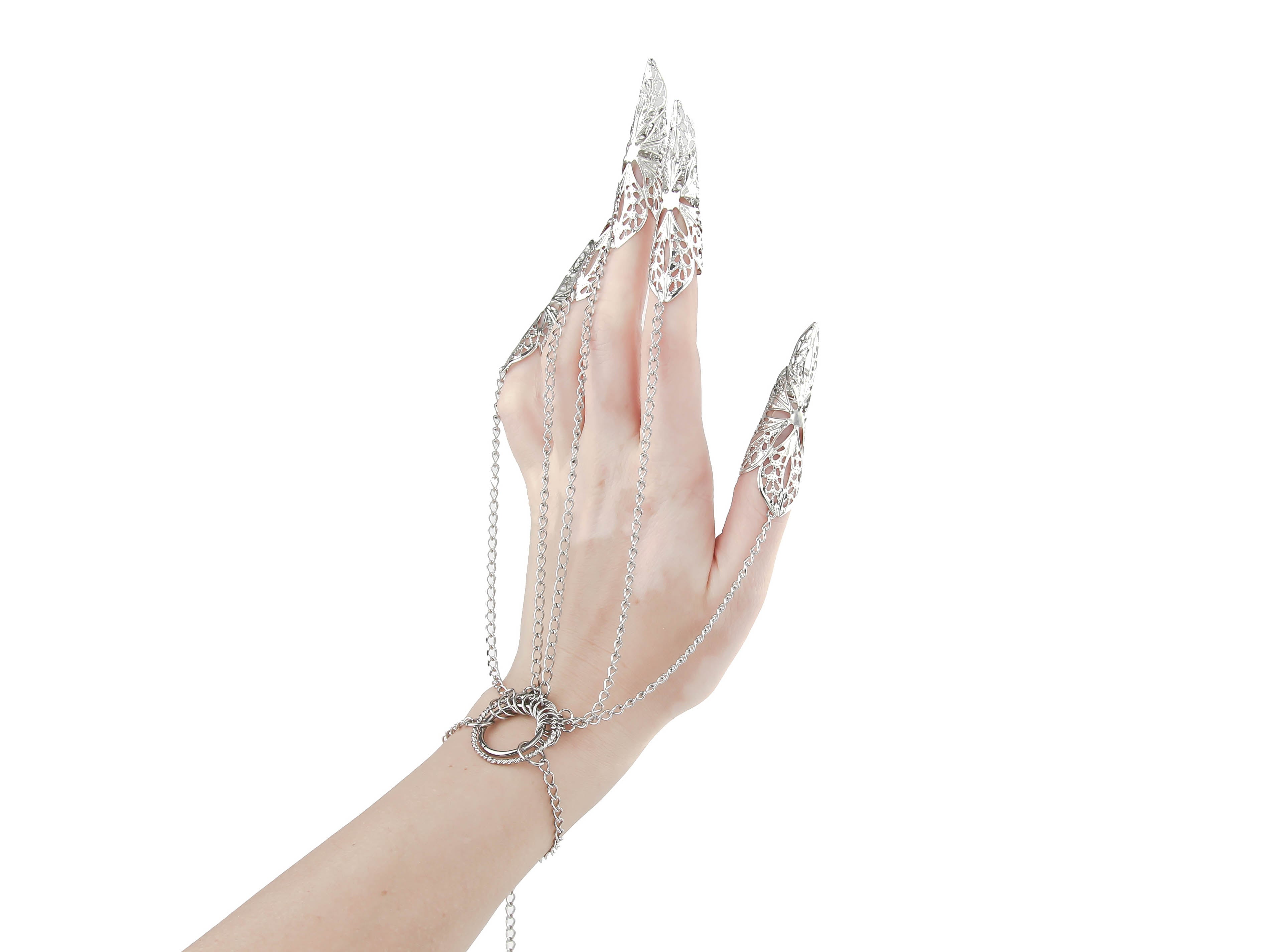 Gold Silver Metal Hand Chain Bracelet Connected Multi Spikes Women Tre –  alwaystyle4you