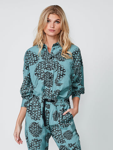 Printed Chiffon Longline Pintuck Blouse by Kaleidoscope