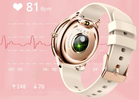 Montre connectée Amorus Montre Connectée Sport Femmes,Smartwatch Rappel  Physiologique Fréquence Cardiaque IP68 Pour iPhone Samsung Huawei - Or Rose