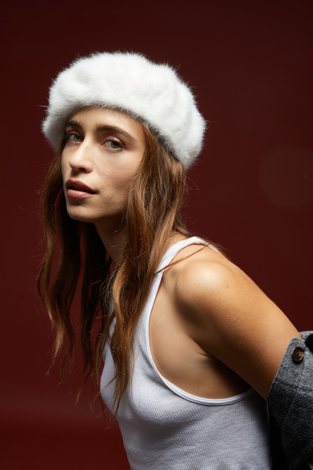 Women's Beret Hats with long hair - look 1