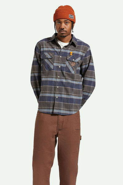 View Builders Bowery Stretch Water Resistant L/S Flannel - Washed Navy/Black/Coronet Blue
