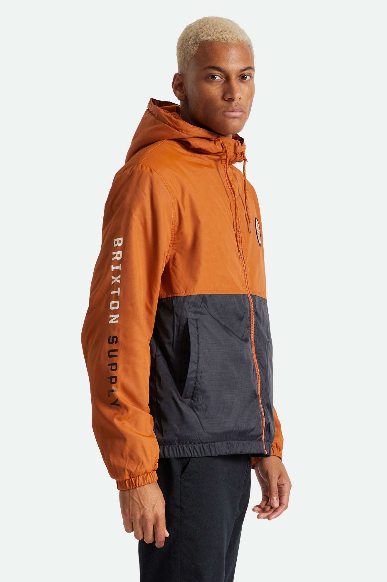 Men's Claxton Crest Lined Hood Jacket in Caramel/Black – Brixton