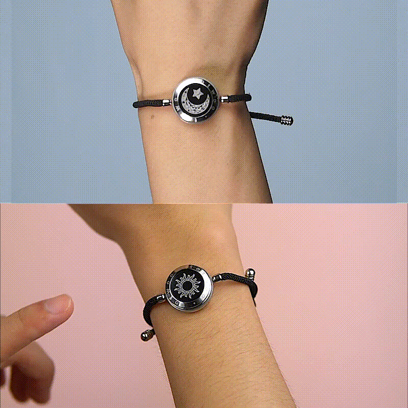 Sun&Moon Touch Bracelets with Milan Rope(Black+Black)