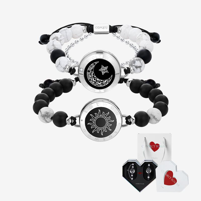 [White Heart Gift Packaging] Sun&Moon Touch Bracelets with Matching Beads