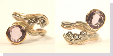 Heather's Amethyst & Diamond Remodelled Gold Ring | Sarah McAleer Jewellerysmith