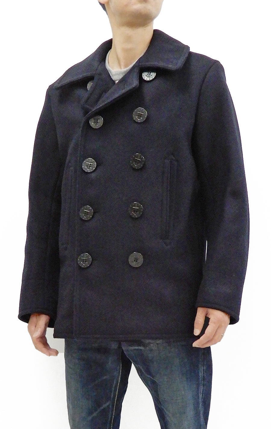 Buzz Rickson Pea Coat Men's U.S. Navy Wool Peacoat Double-breasted Coa ...