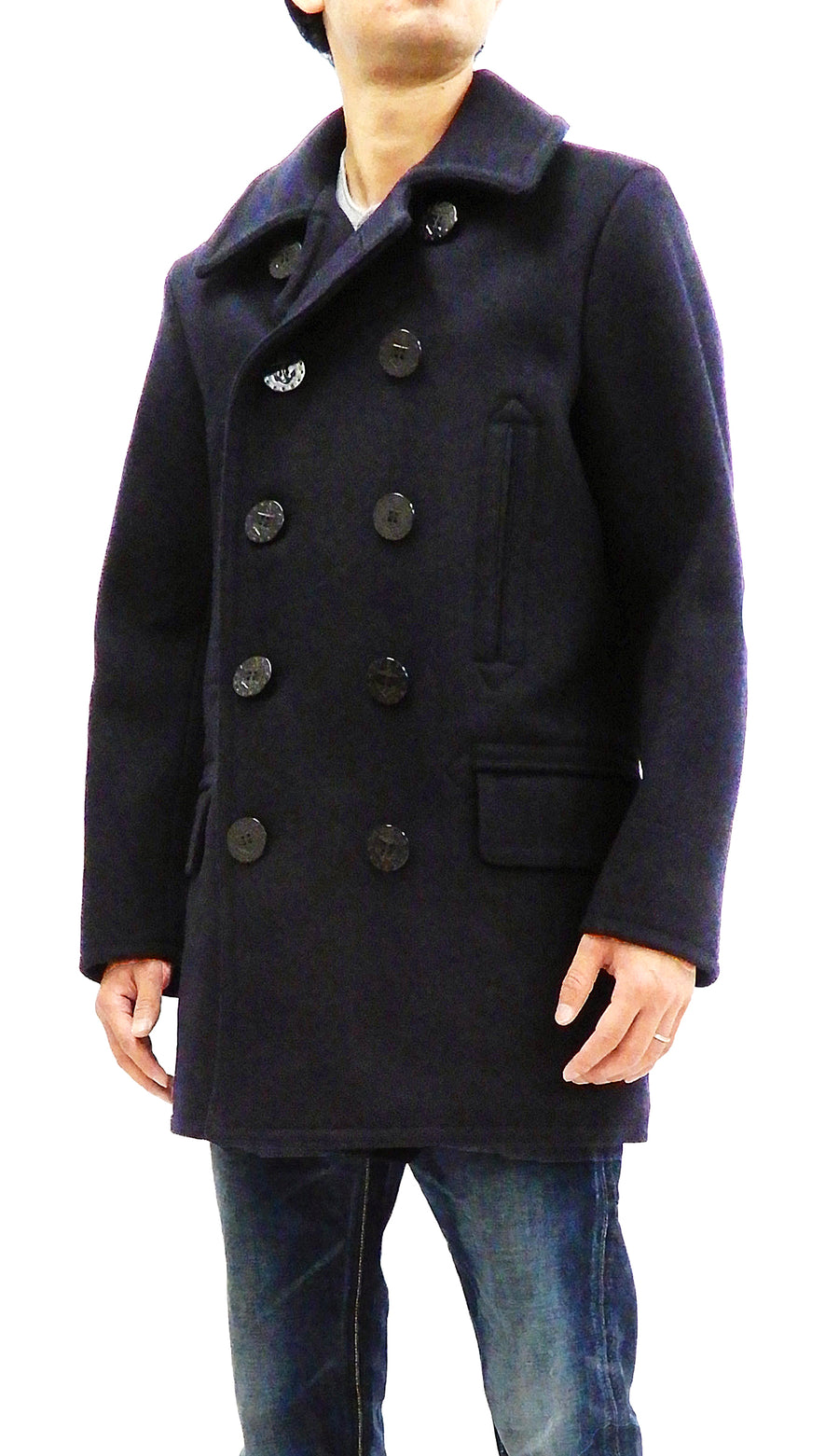 Buzz Rickson Pea Coat Men's U.S. Navy Wool Above-knee length Peacoat B ...