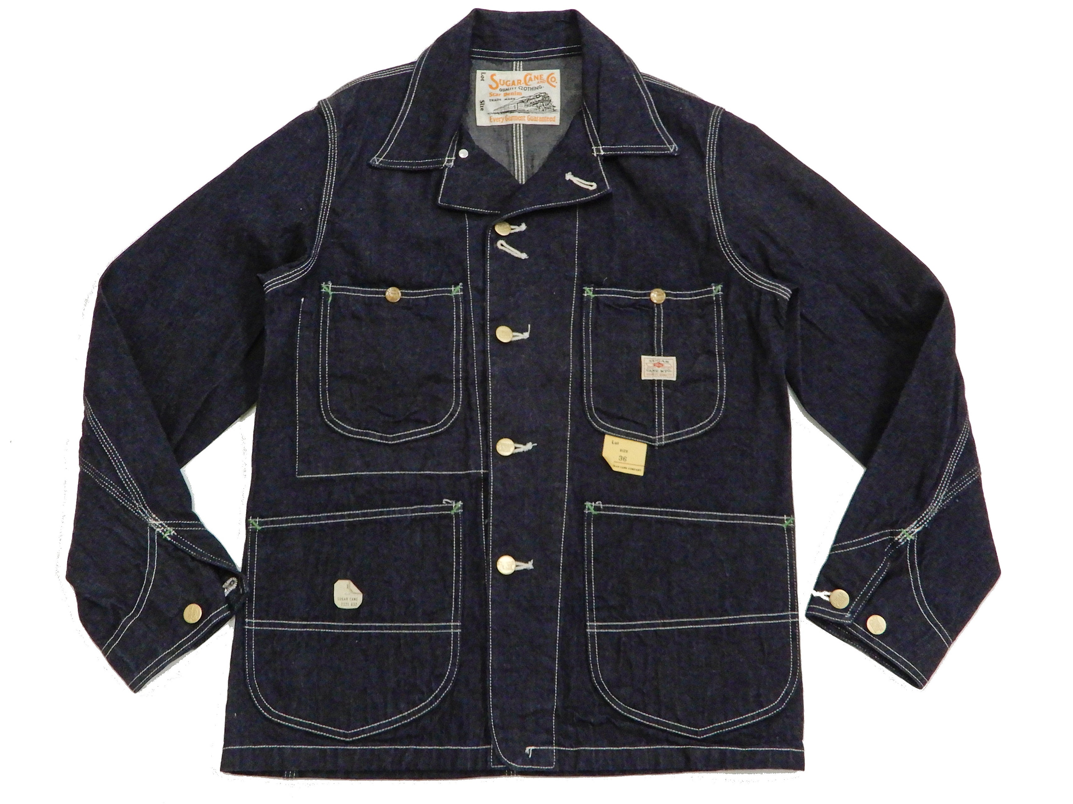 Sugar Cane Men's Denim Chore Coat Unlined Engineer Railroad Work Jacke ...