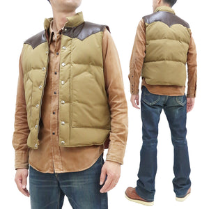 Sugar Cane Down Vest with Leather Yoke Panel Men's Winter