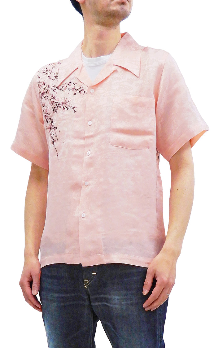 Hanatabi Gakudan Men's S/S Jacquard Shirt with Japanese Art