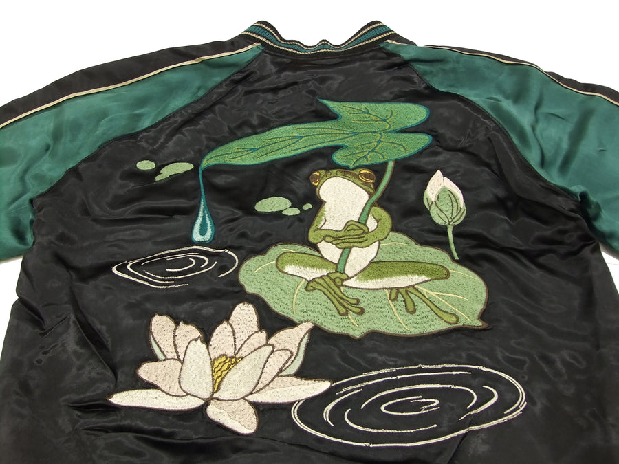 Hanatabi Gakudan Men's Japanese Souvenir Jacket Frog with Lotus