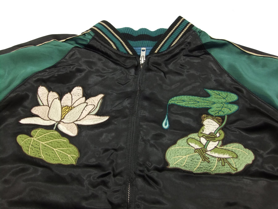 Hanatabi Gakudan Men's Japanese Souvenir Jacket Frog with Lotus