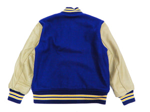 blue and gold letterman jacket