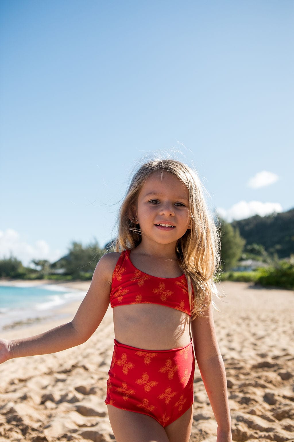 Girl's Bikini Separates in Yellow Ohia Print - OF ONE SEA