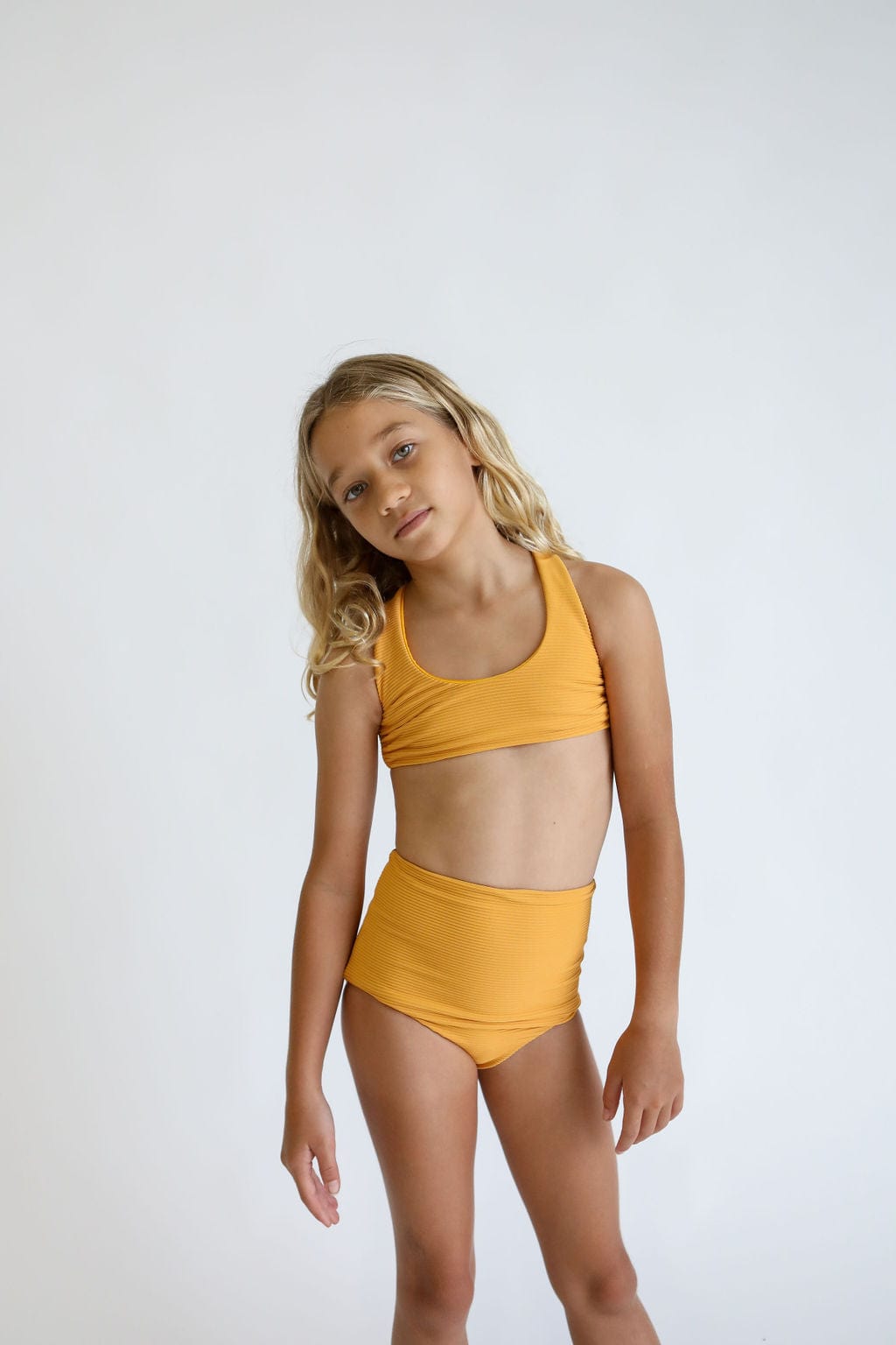 Girl's Bikini Separates in Yellow Ohia Print - OF ONE SEA