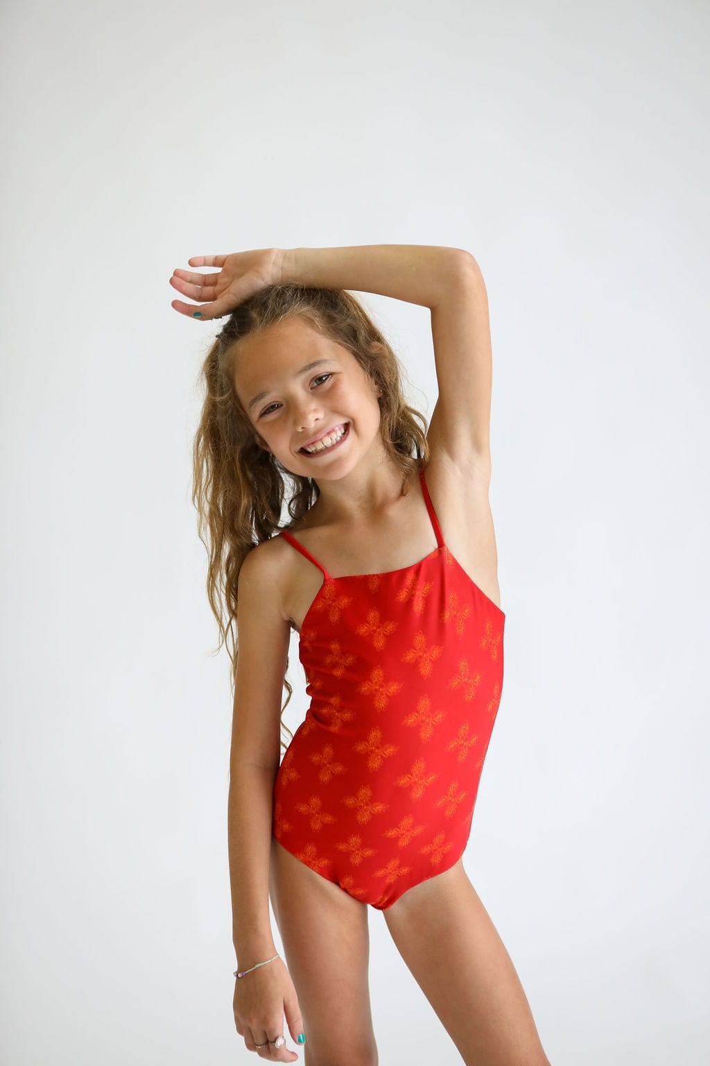 Girl's Red and Pink Heart Swimsuit, Teens and Tweens One Piece Swimsuit not  Real Sparkles or Jewels 