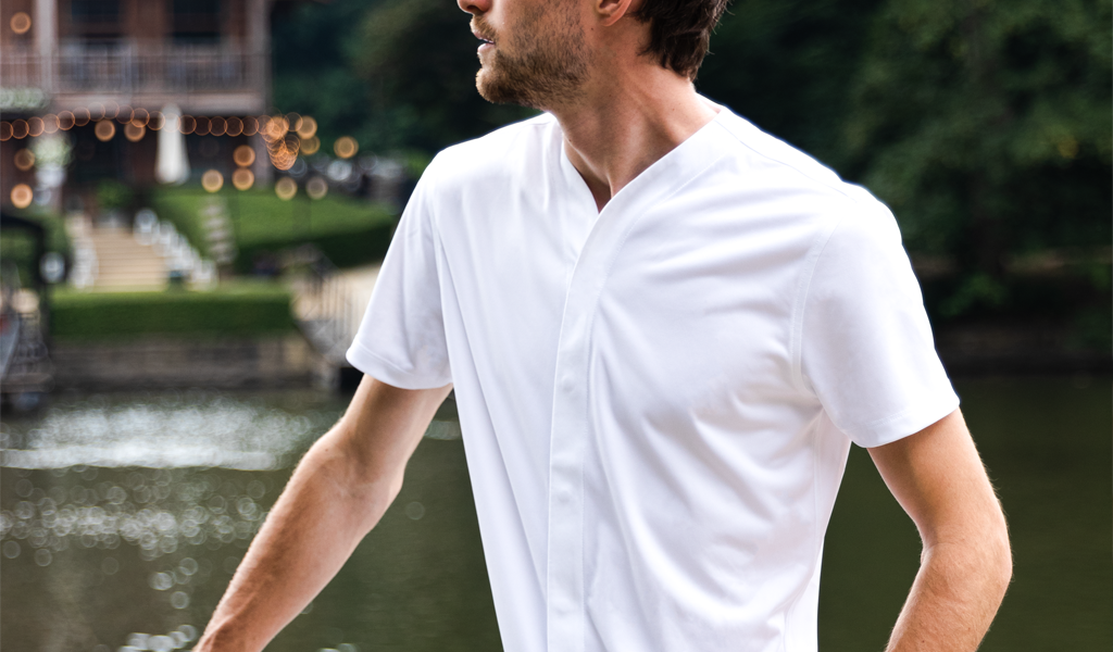 Cheegs Collarless Dress Shirt 2.0 Short Sleeve in White