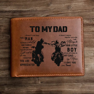 Personalized To My Dad Biker Custom Name Leather Wallet - Hive Customized
