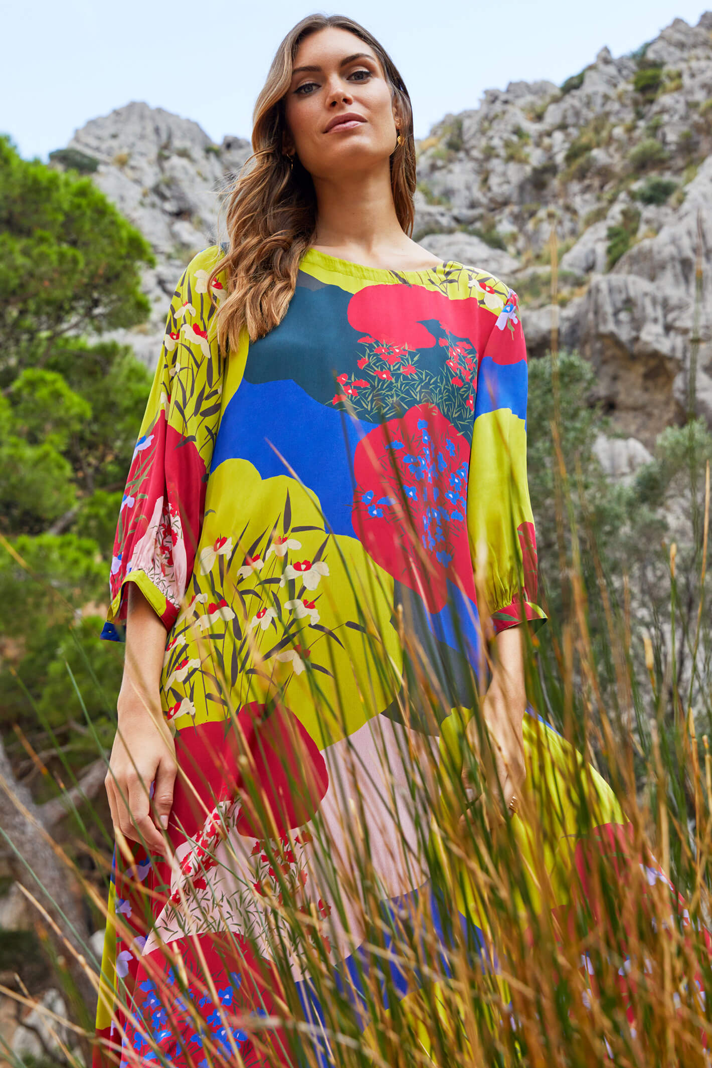 Sahara GRD5161-ZG Multi Zen Garden Print Dress | Shirley Allum
