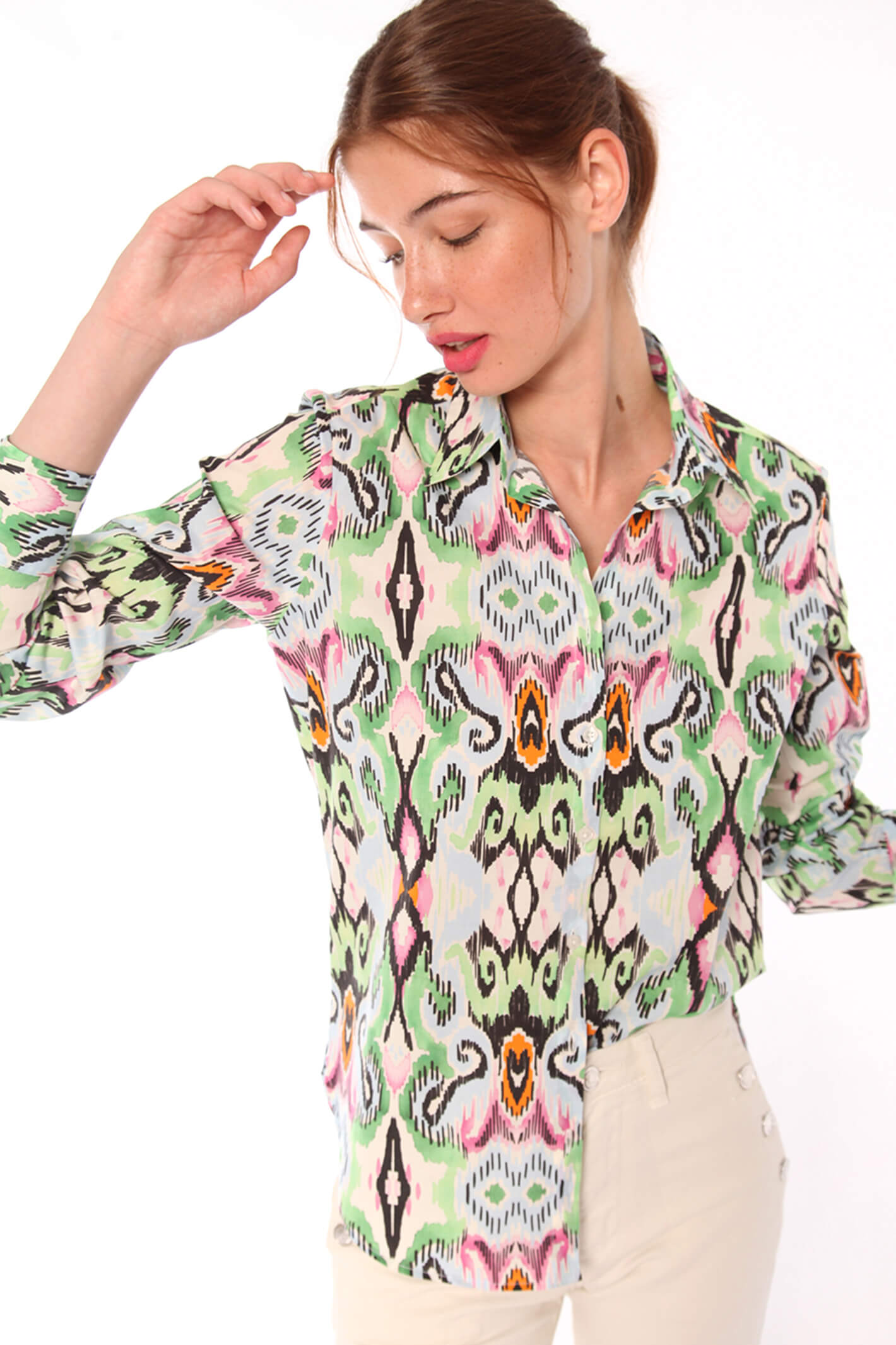 Vilagallo 29992 Gaby Green Watercolour Shirt | Shirley Allum