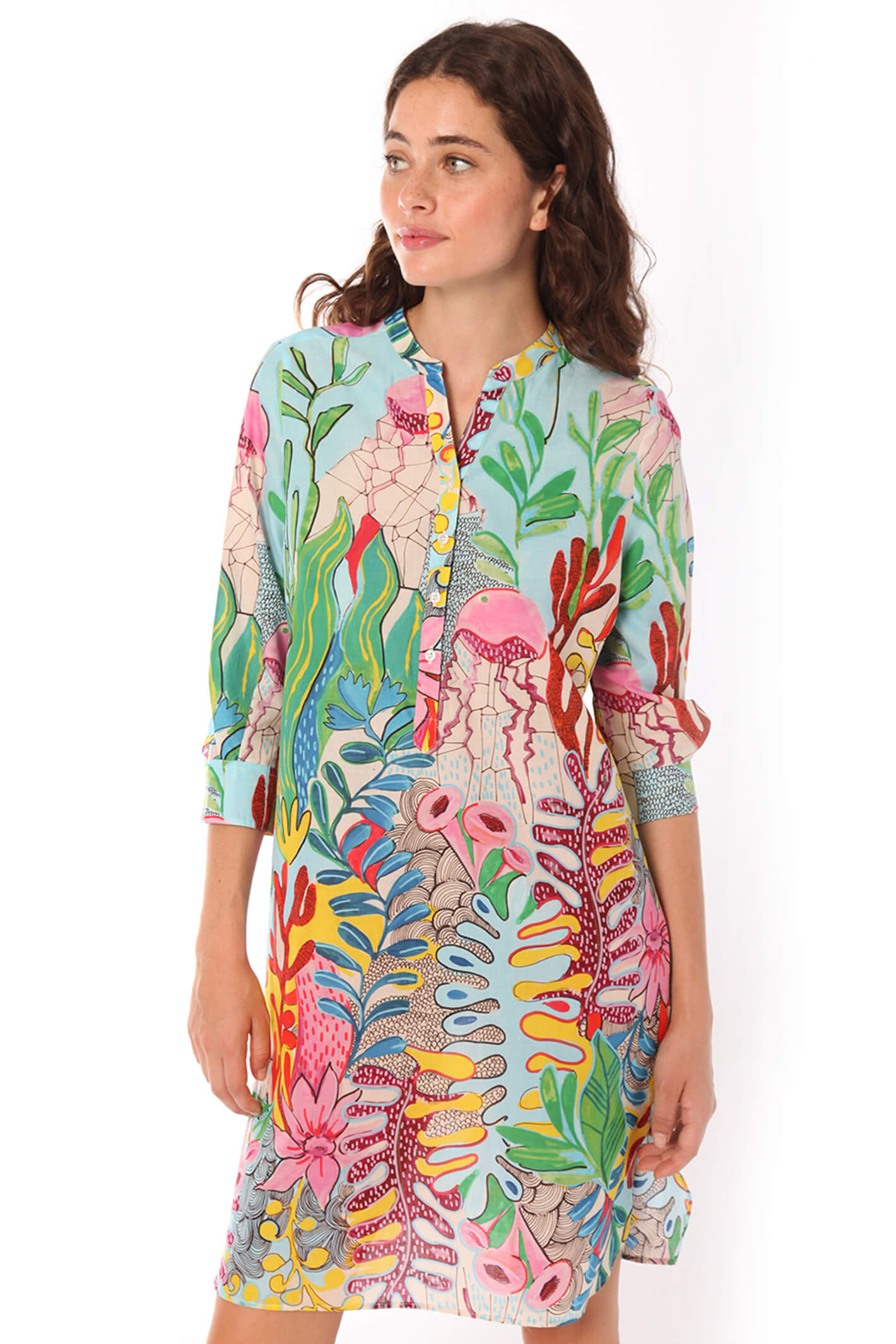 Vilagallo 30021 Belize Blue Coral Print Tunic Dress – Shirley Allum