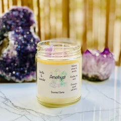 amethyst crystal candle
