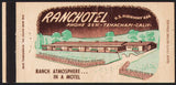 Vintage matchbook cover RANCHOTEL Highway 466 full length picture Tehachapi California