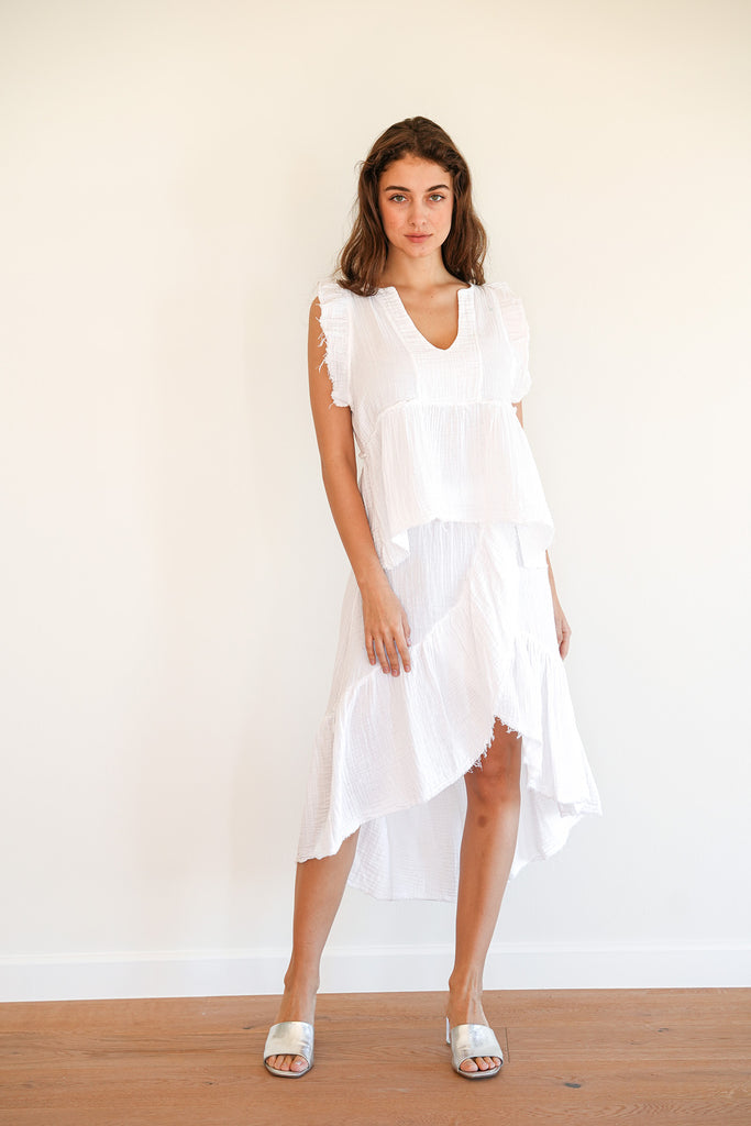 Cotton white Como Top and ruffle skirt