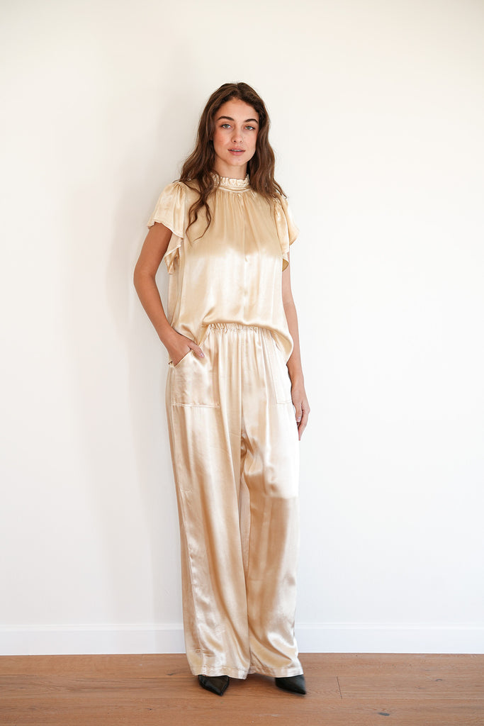 Silky Lucy Top and Garson Pants in Sand
