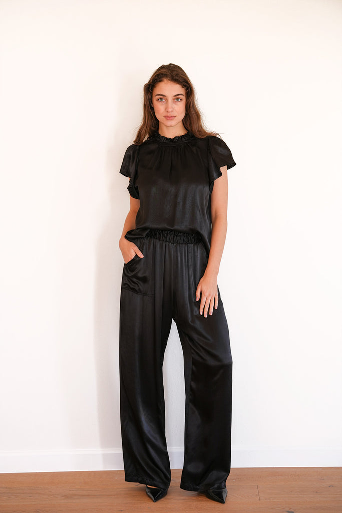 Silky Lucy Top and Garson Pants in Black