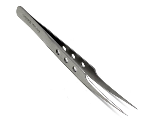 Stainless Steel Watch & Jewelery Repair Tweezers Right Angle 90 Degree  Forceps, Fine Point, Fenestrated Handle, Premium Quality