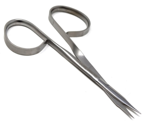 Spring Stitch Micro Scissors 3.5 Curved, Fenestrated Flat Handle